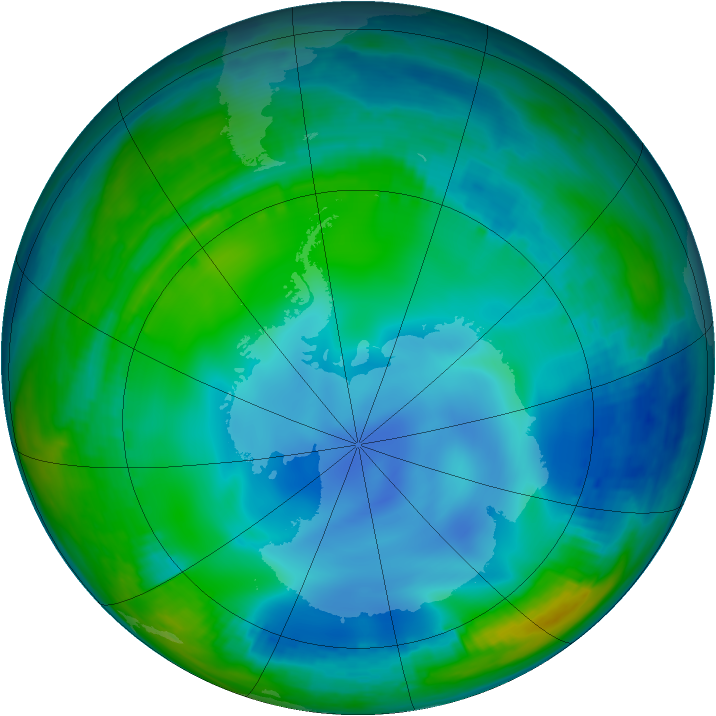 Antarctic ozone map for 11 June 2000